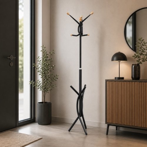 Freestanding Metal Coat Rack with Hooks - Image 3
